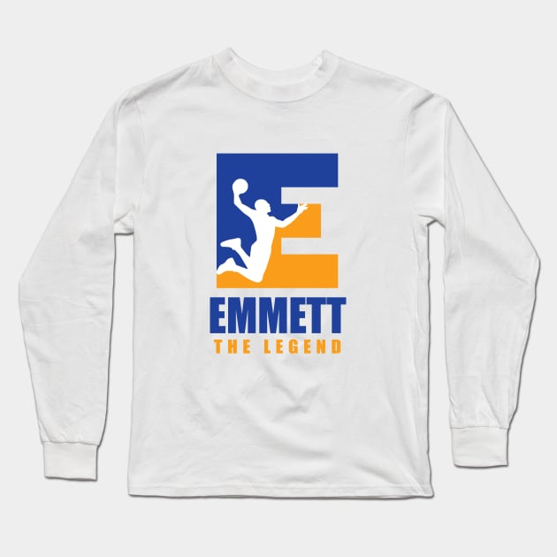 Emmett Custom Player Basketball Your Name The Legend Long Sleeve T-Shirt by Baseball Your Name